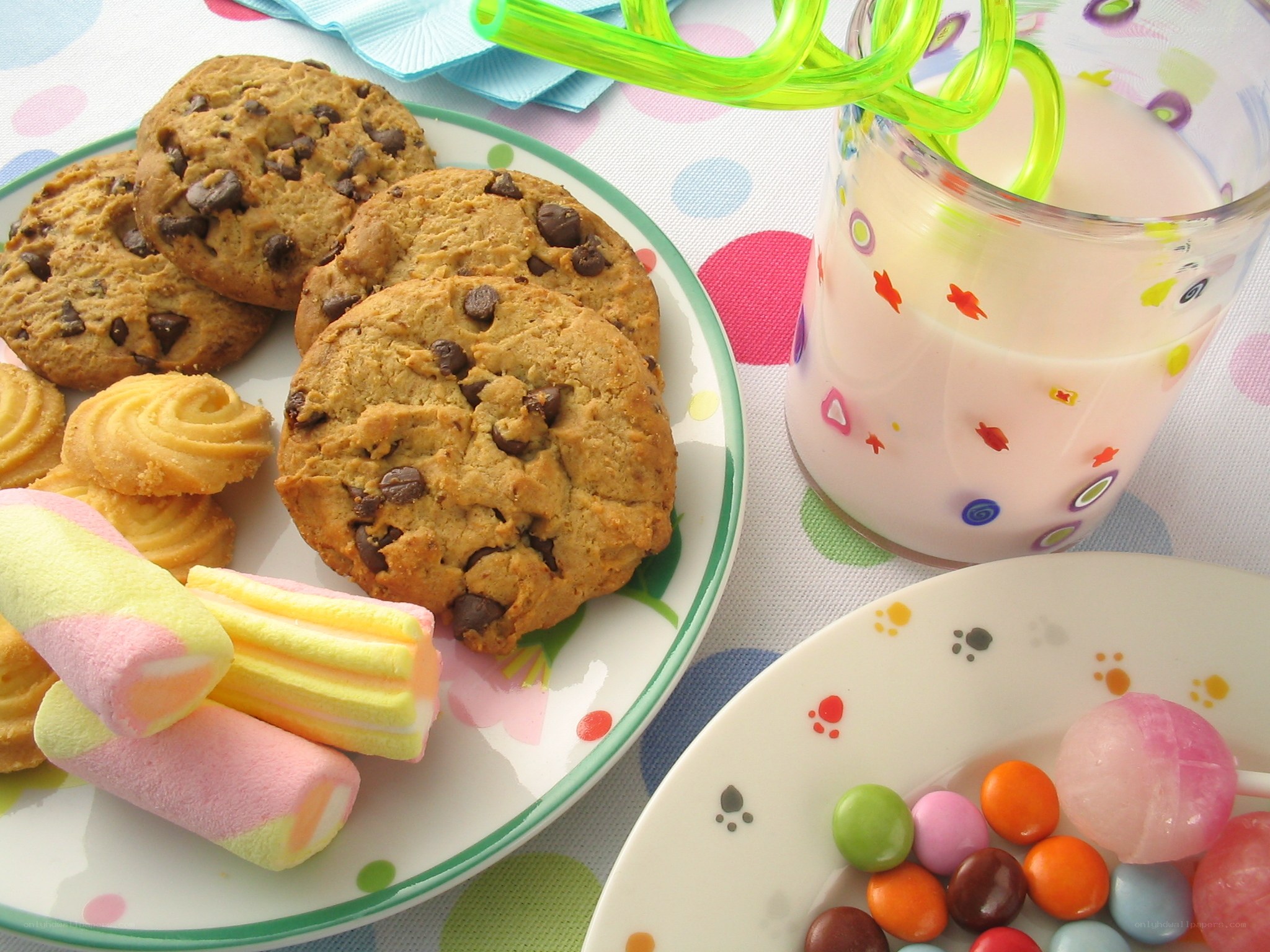snack time with cookies and candy