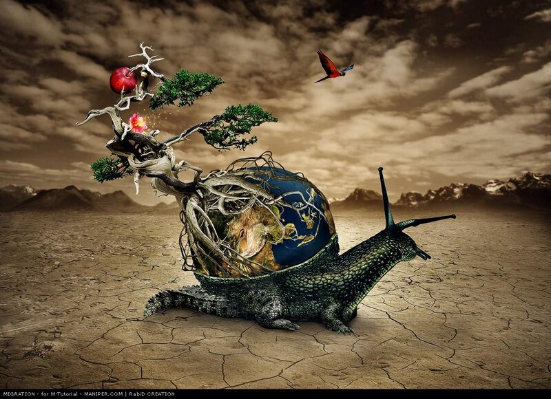 snail carrying a world