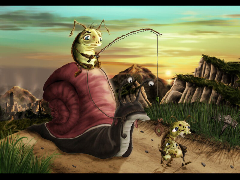 snail fishing with insects