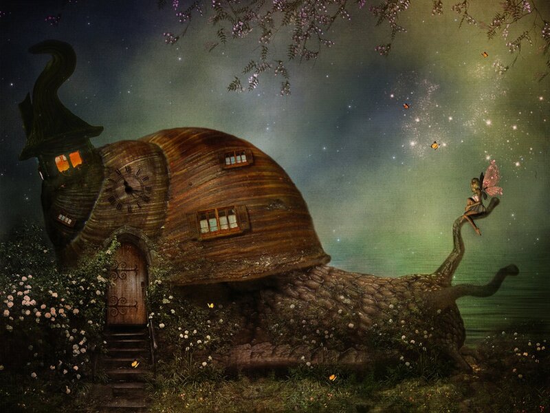 Snail House with Fairy — Brown