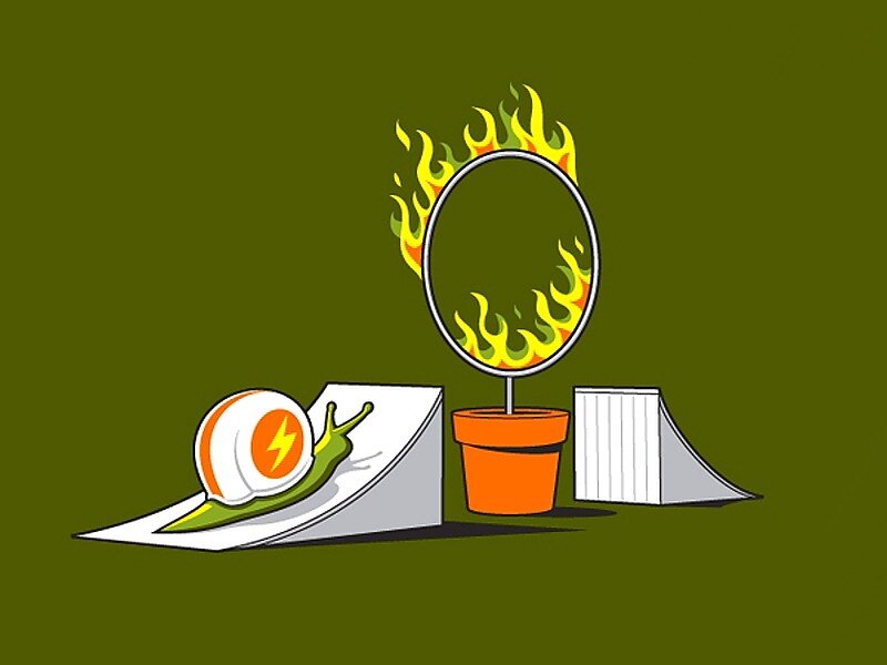 snail jumping through fire hoop