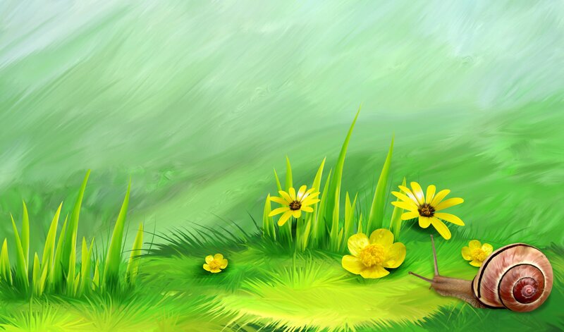 Snail on Grass — Green