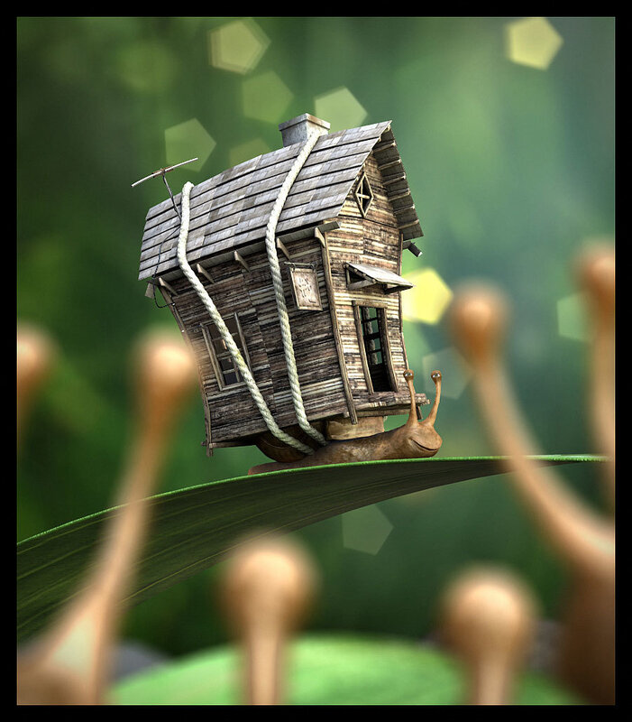 snail with house on back