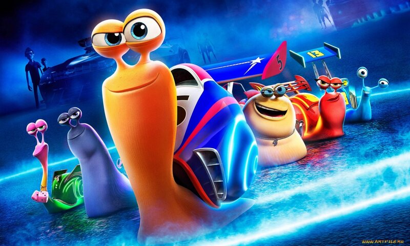 Snails in Racing Cars — Blue, Energetic