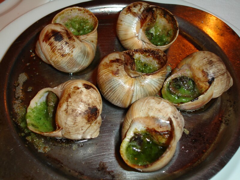 Snails in shells with herb butter