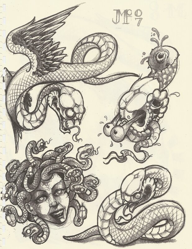 snake and medusa tattoo designs