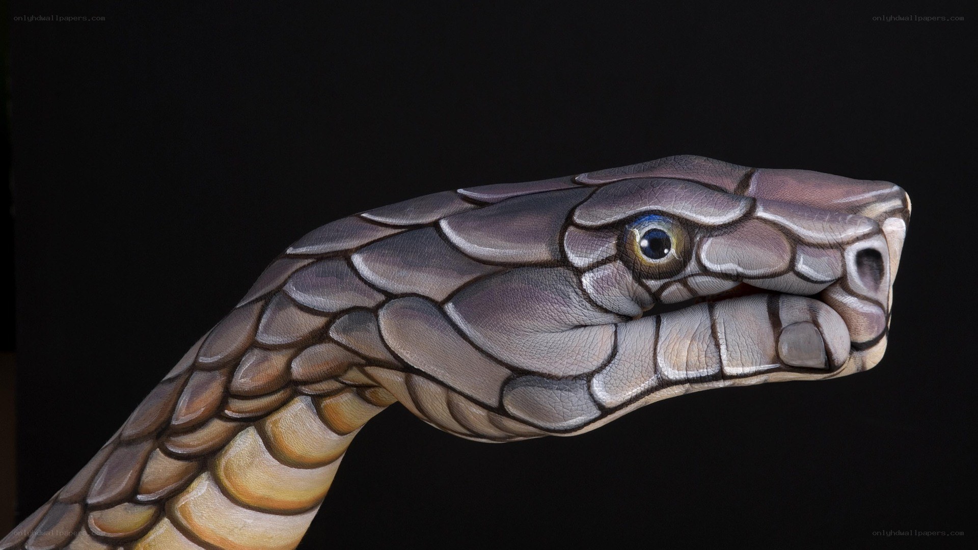 snake body paint art