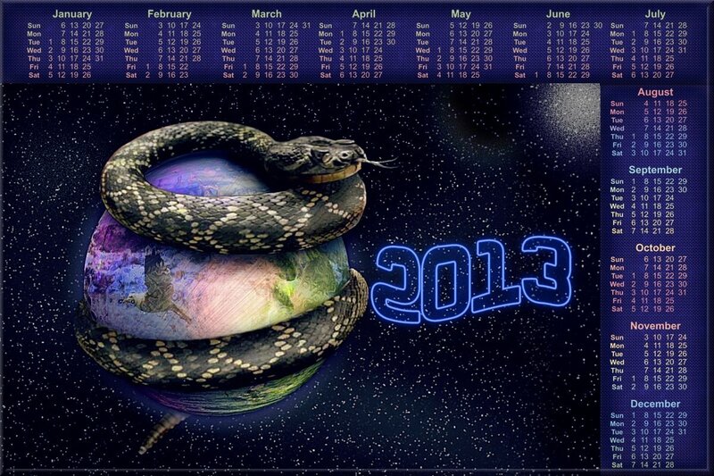 Snake Coiled Around Planet — Blue