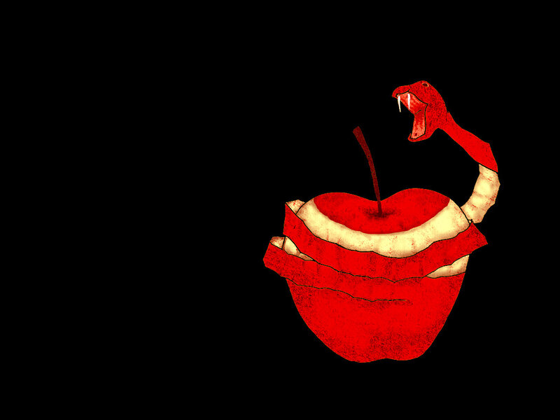 snake eating an apple
