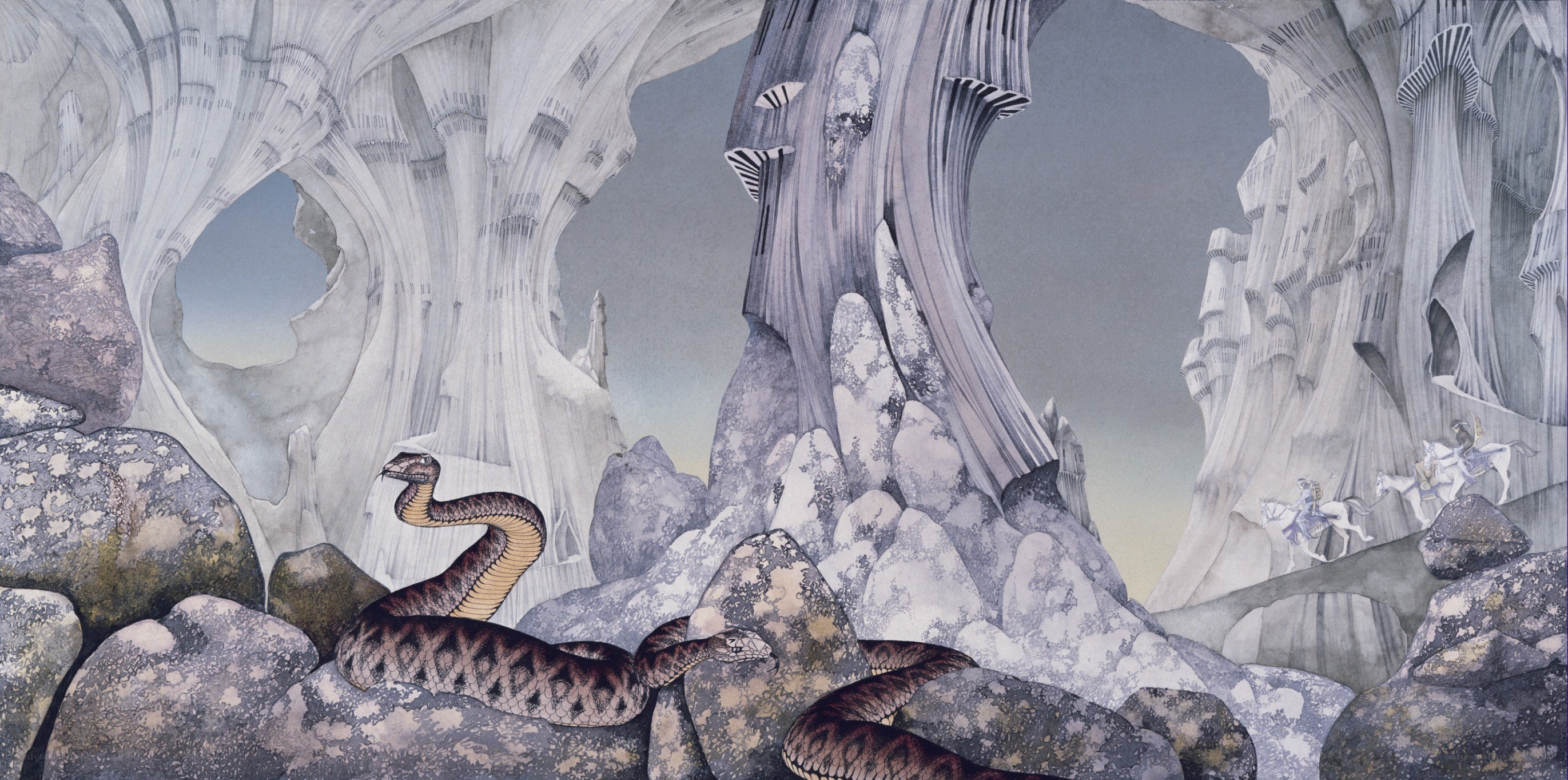 Snake in a cave with riders