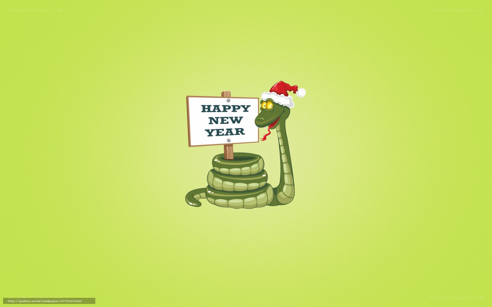 Snake with Santa hat holding sign