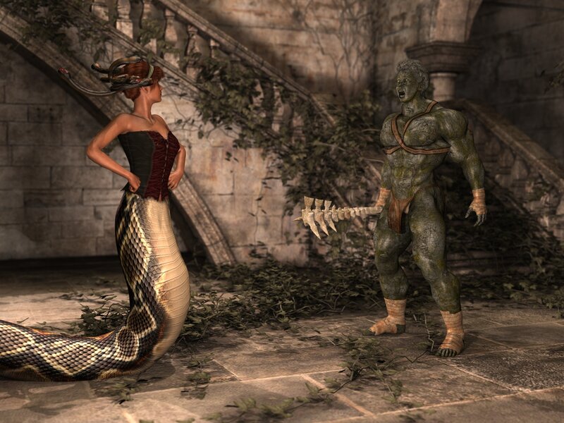 Snake-woman and Monster
