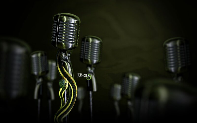 Snake Wrapped Around Microphone — Black, Dark, 3d Render, Stand