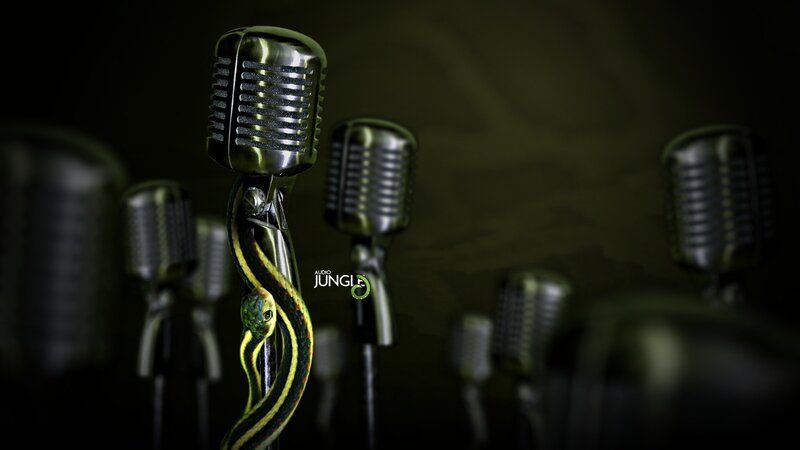 Snake Wrapped Around Microphone — Black, Dark, 3d Render