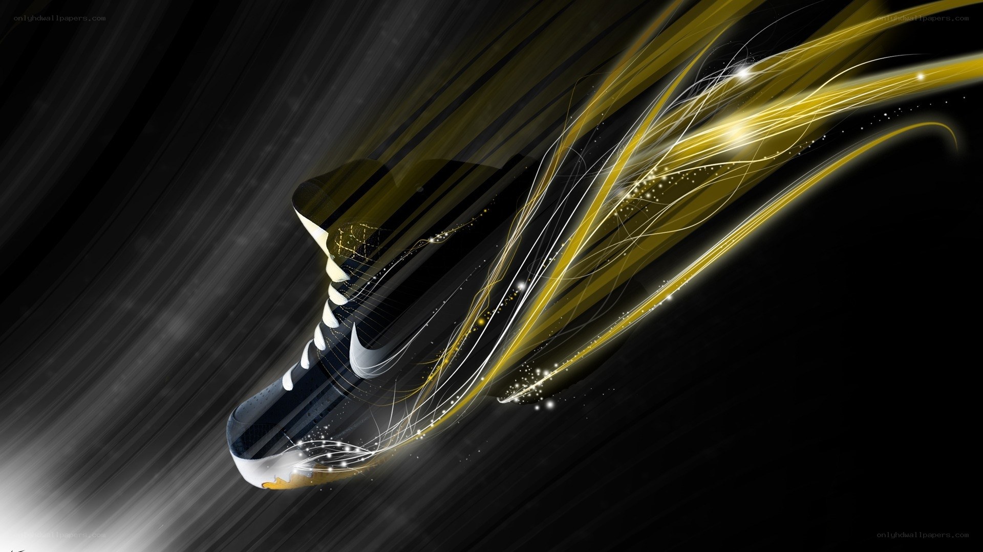 sneaker in motion with light trails