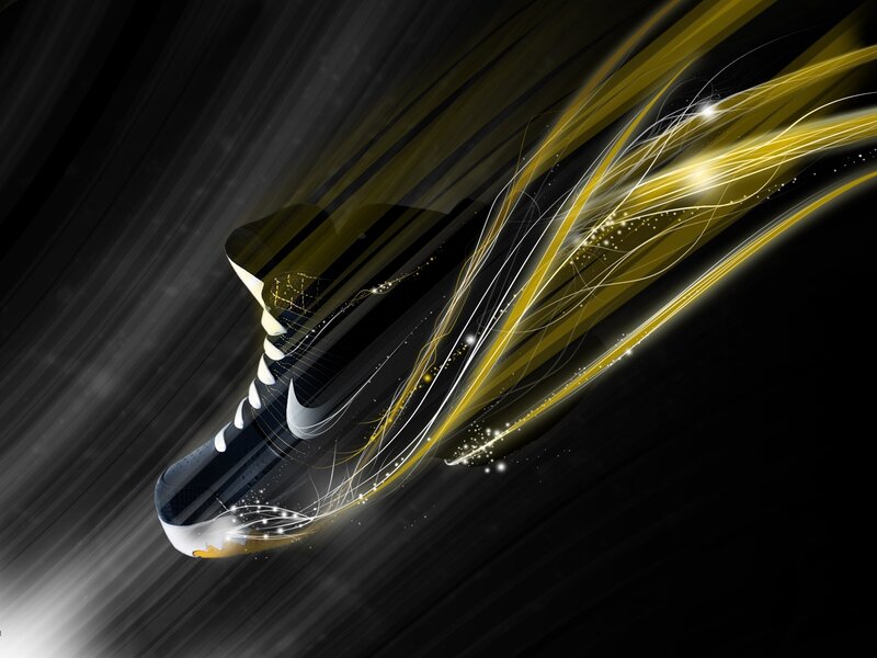 sneaker in motion with light trails