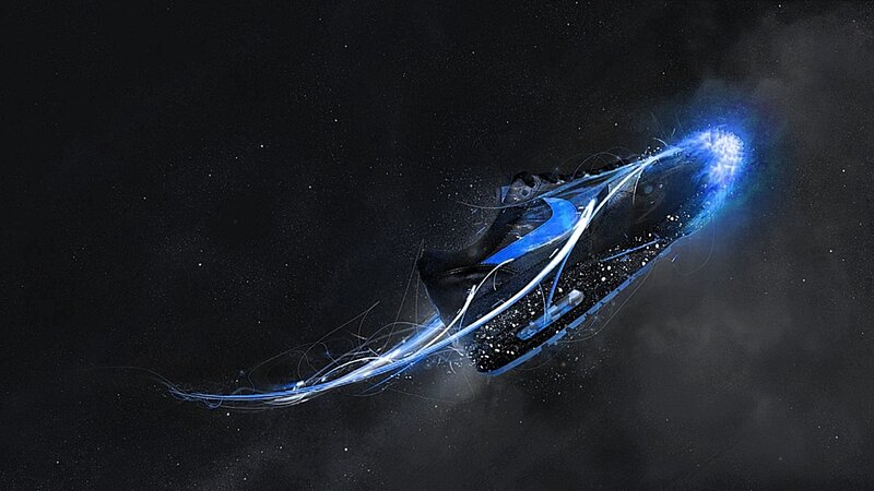 sneaker in space with light trails