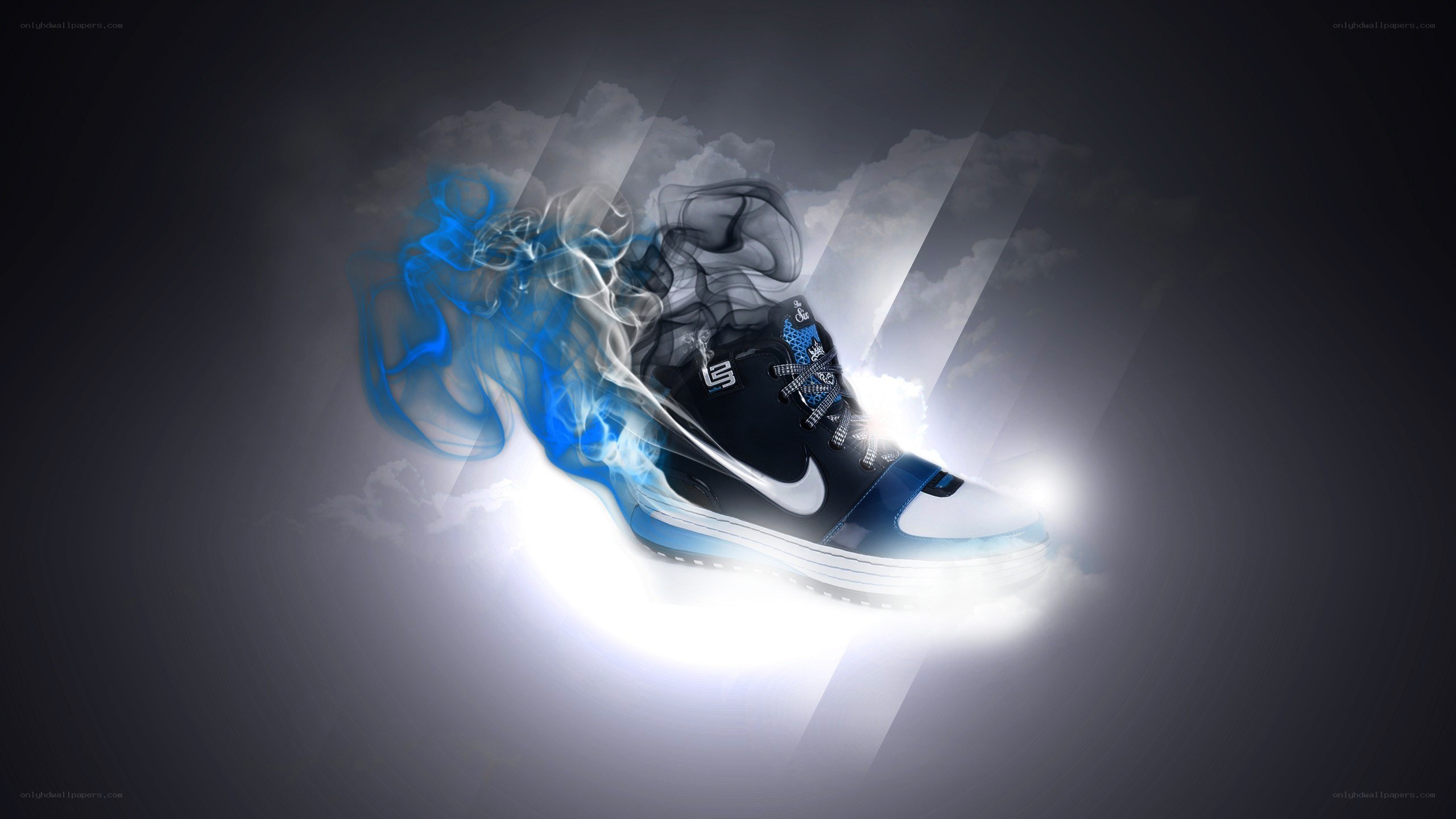 sneaker with blue smoke effect