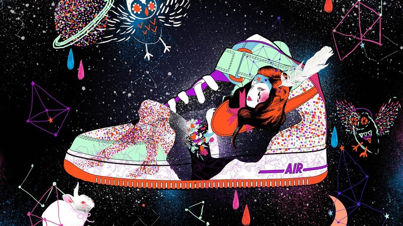 sneaker with cosmic art