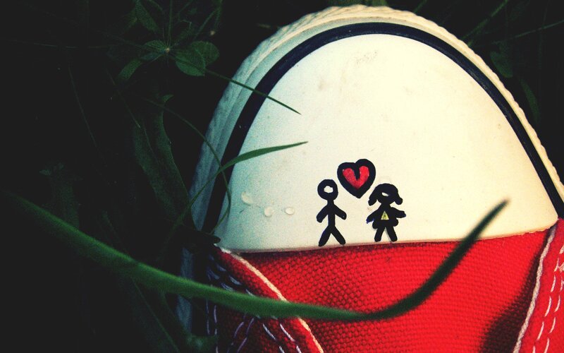 sneaker with stick figures