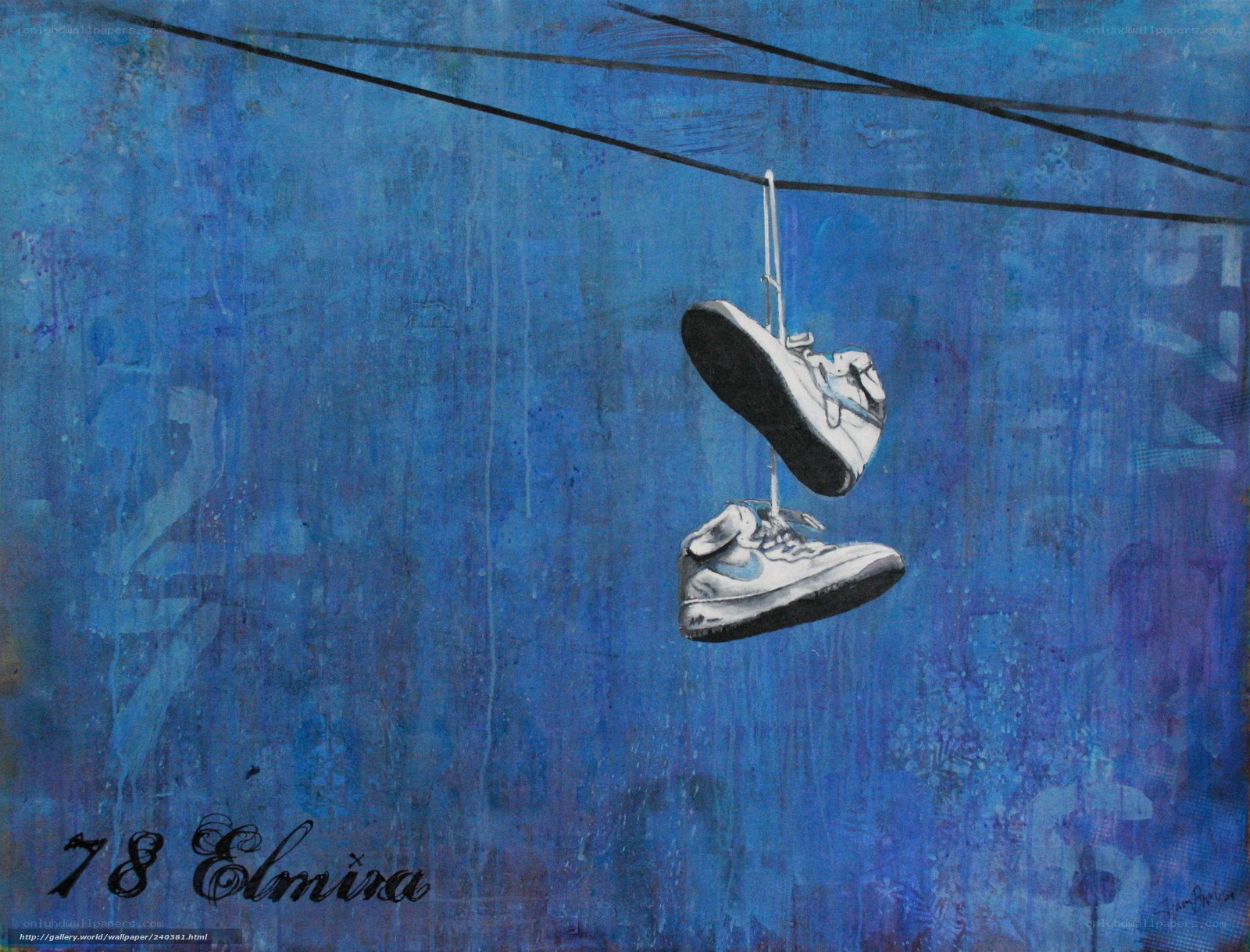 Sneakers Hanging on a Wire