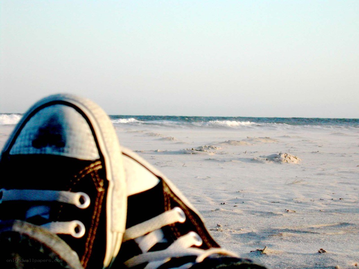 sneakers on the beach