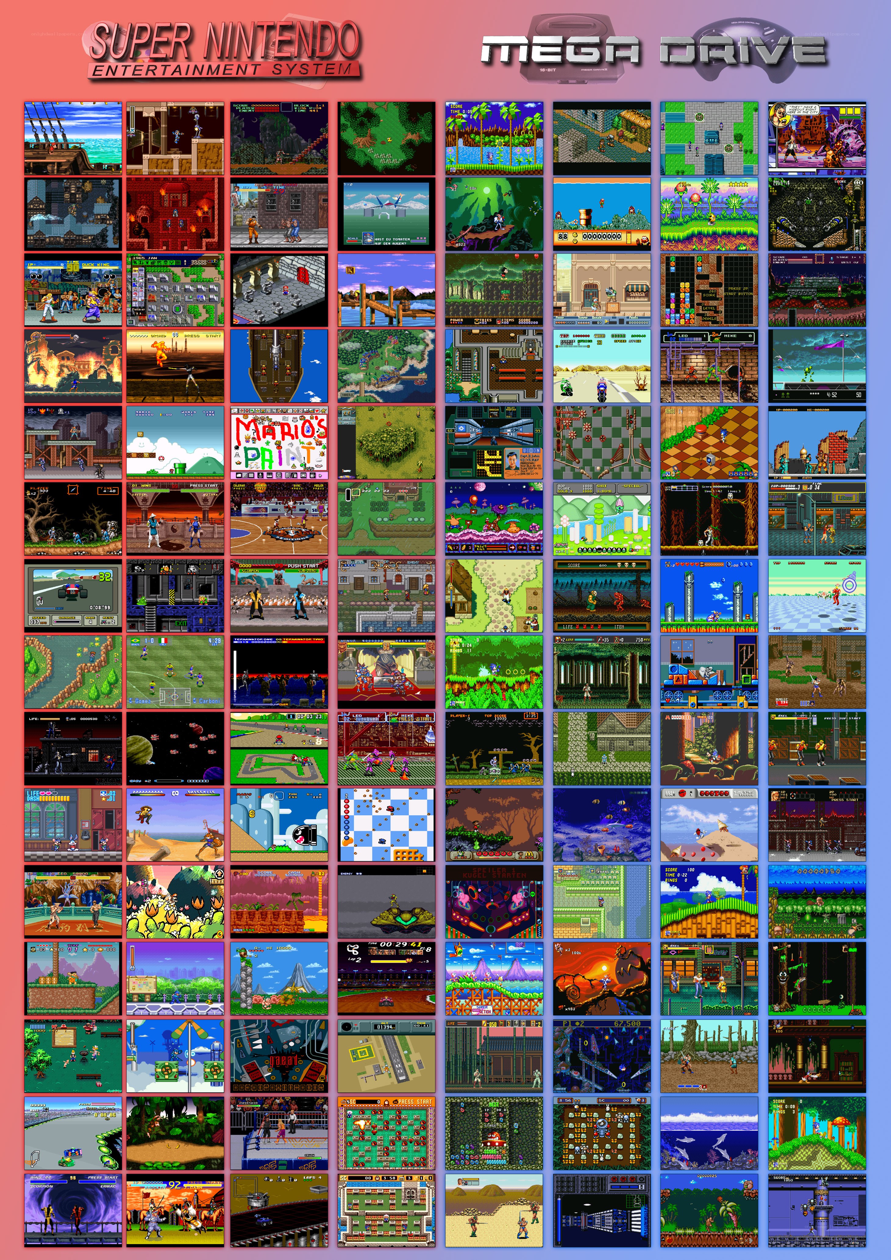 SNES and Mega Drive game screenshots