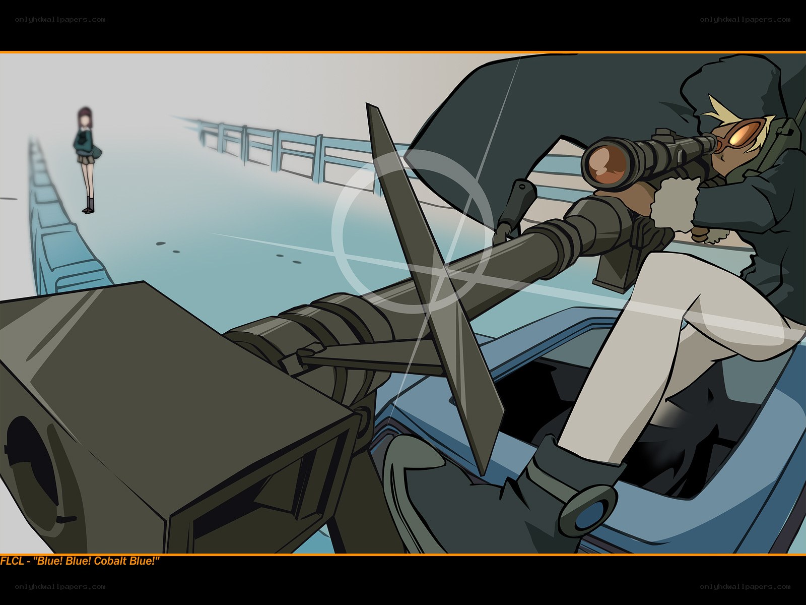 Sniper aiming at distant figure