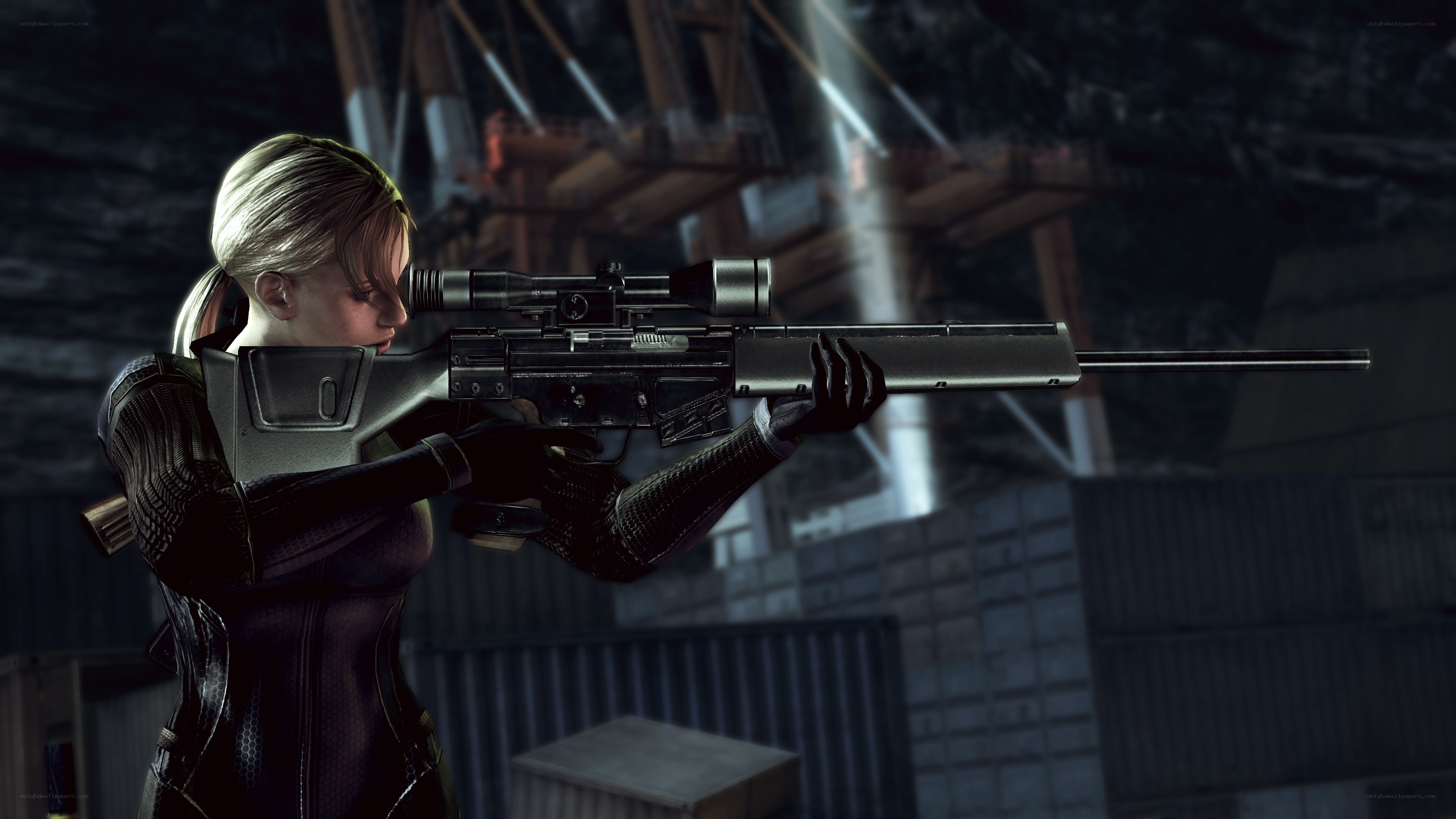sniper aiming in industrial setting