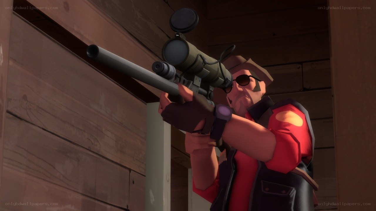Sniper aiming with scoped rifle