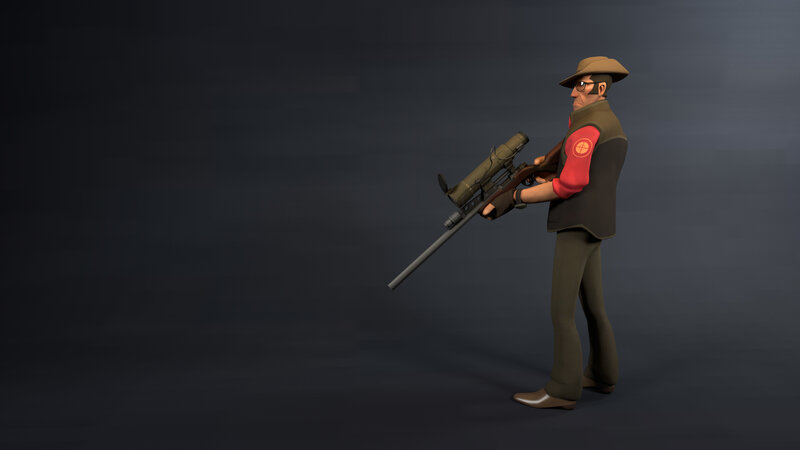 Sniper Character Holding Rifle — Brown