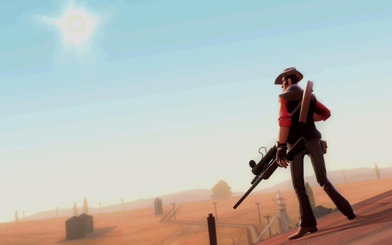 Sniper Character on Roof — Blue, Serene