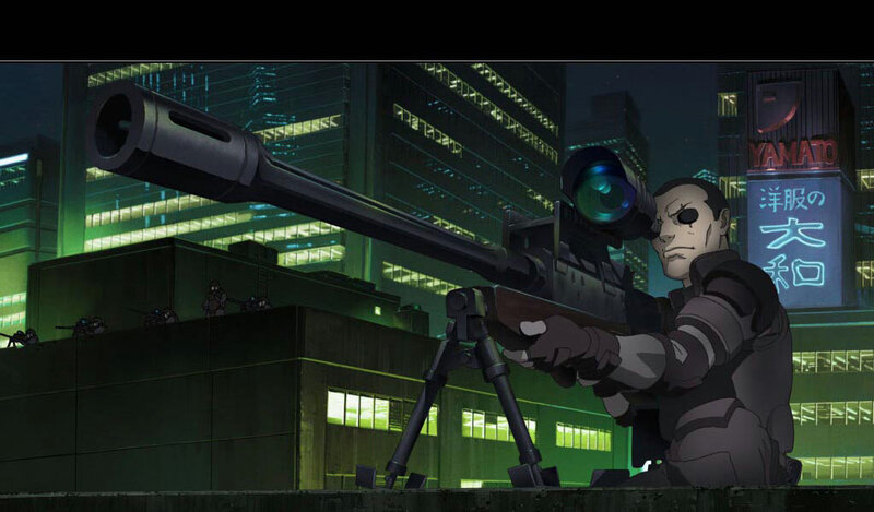 sniper in a neon city
