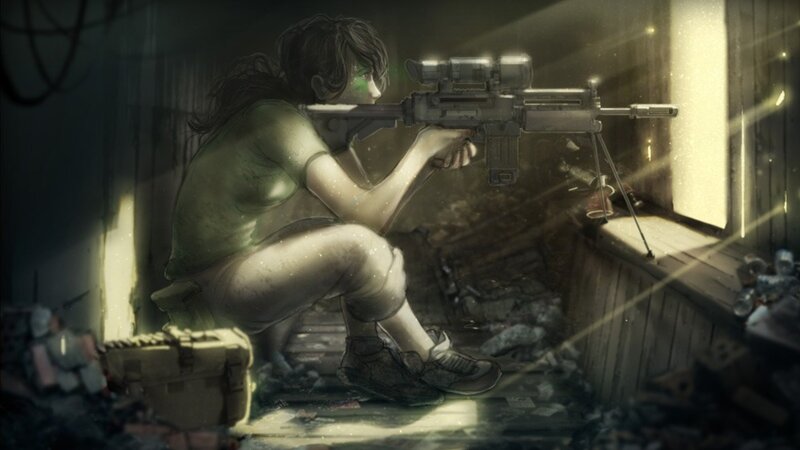 sniper in a ruined building