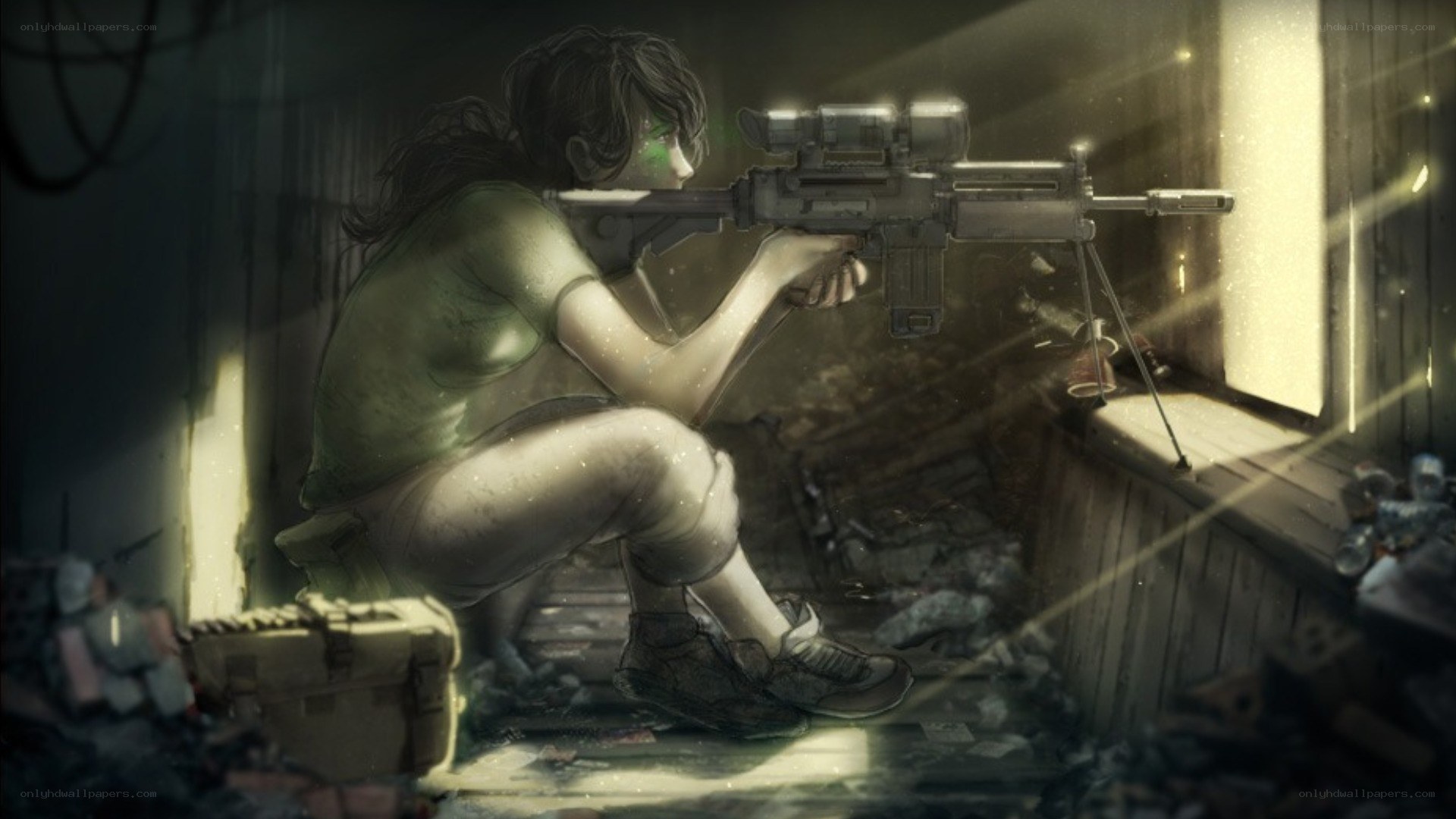 sniper in a ruined building