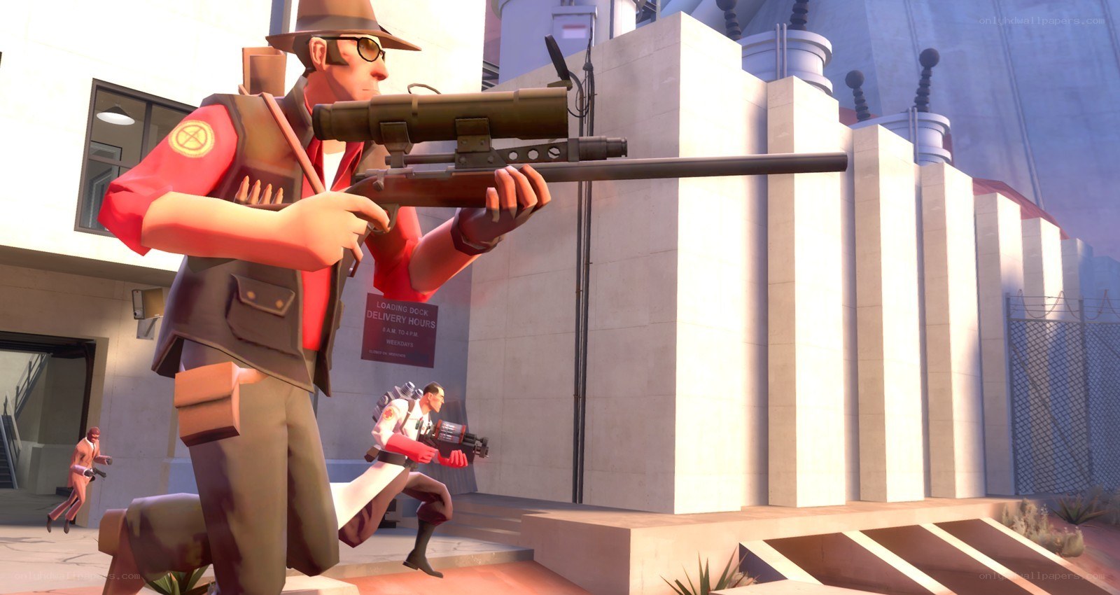 Sniper in a video game scene