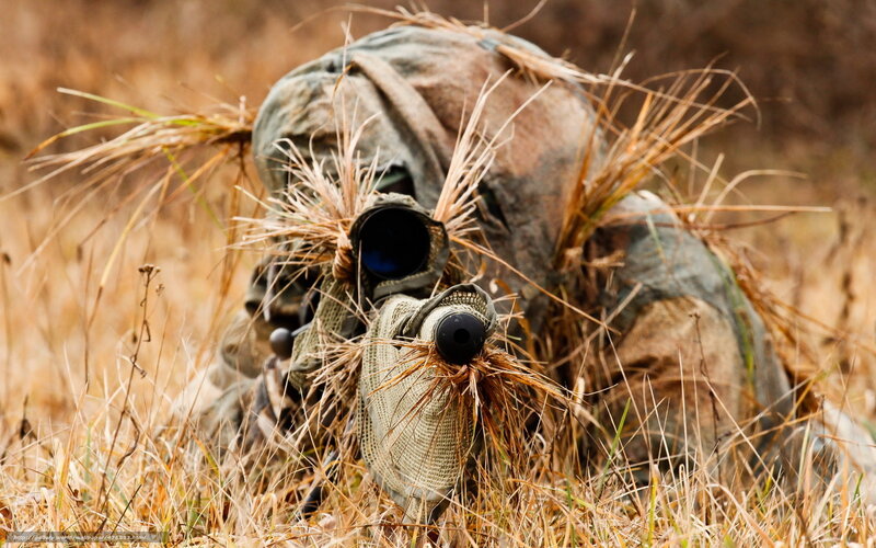 Sniper in Camouflage — Brown