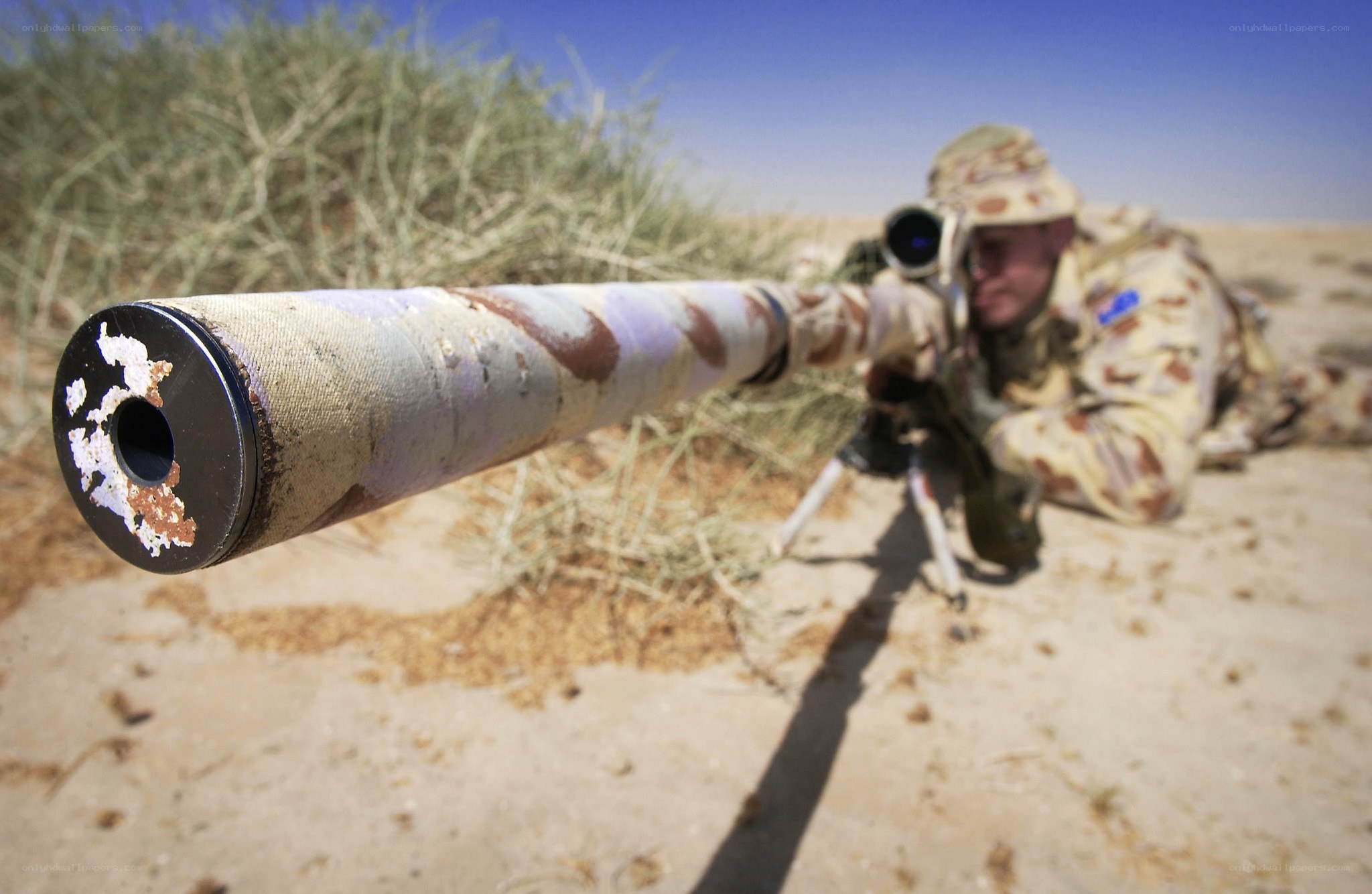 sniper in desert camouflage