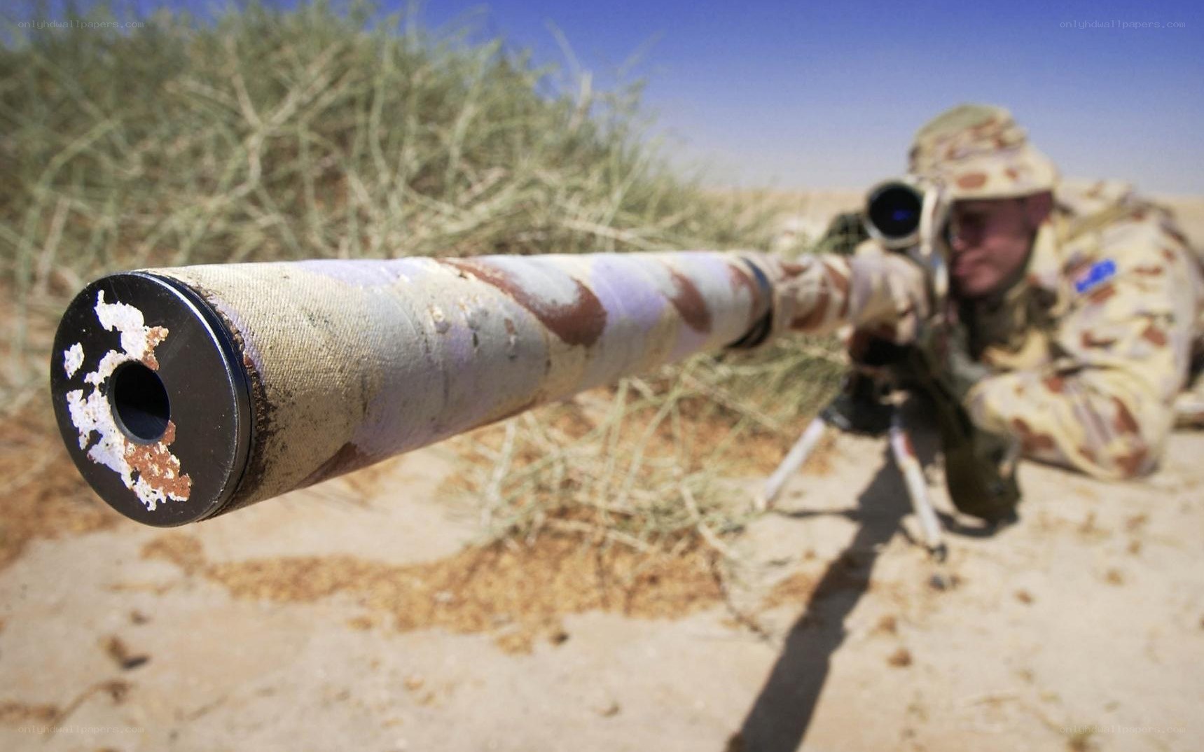 sniper in desert camouflage