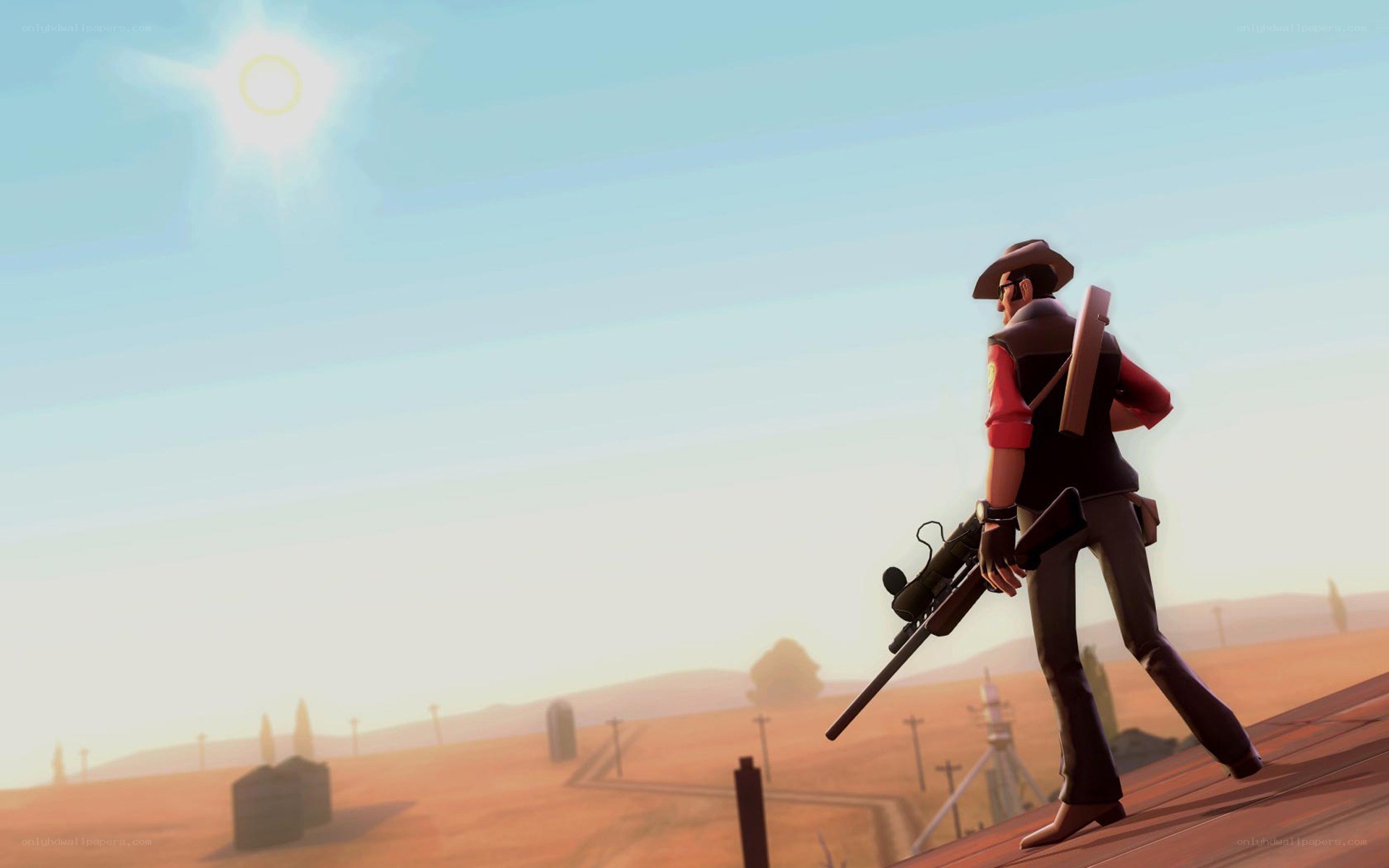 sniper in desert landscape