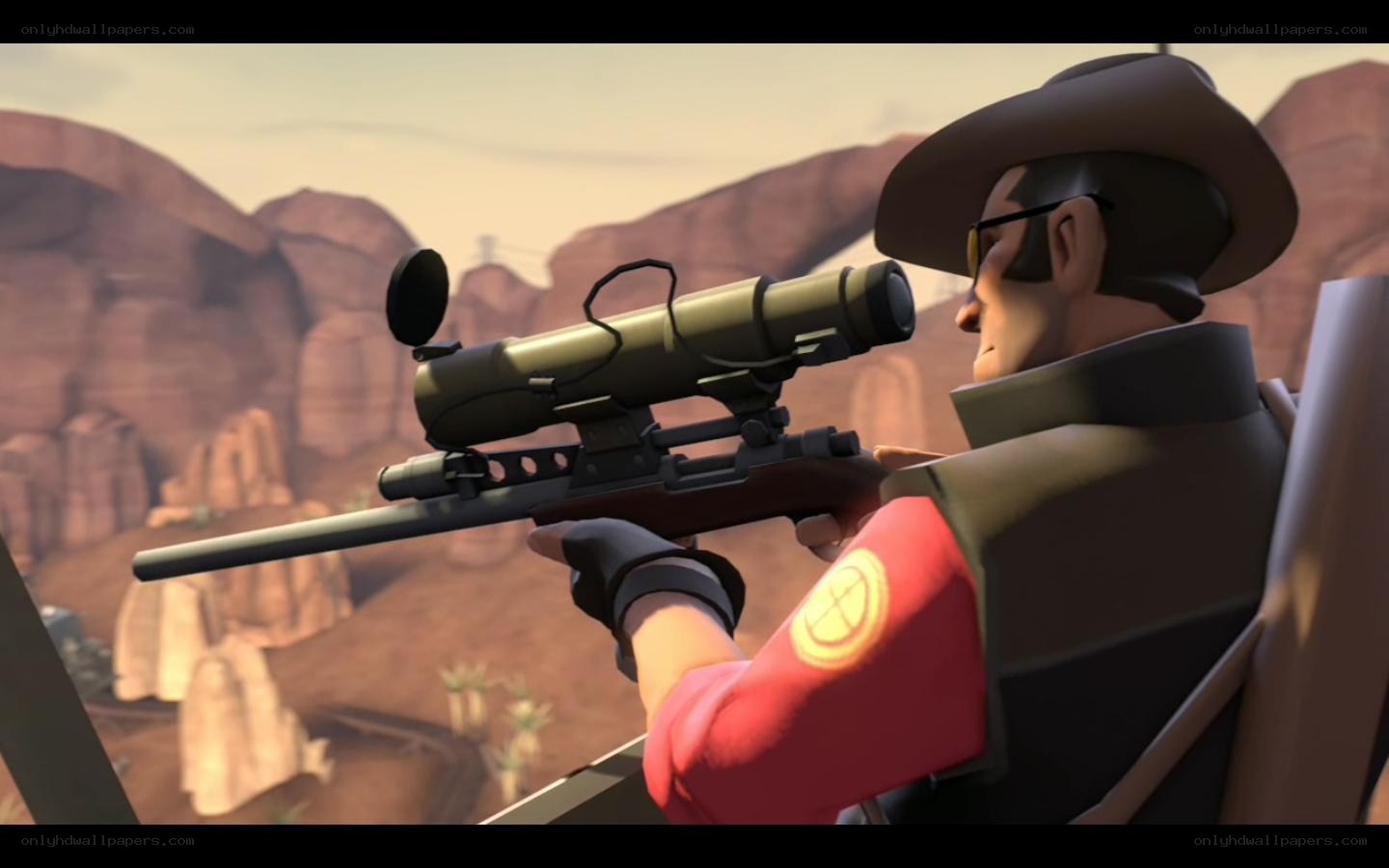 sniper in desert landscape