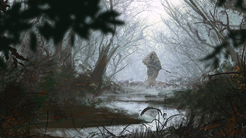 Sniper in Ghillie Suit — Green, Tense