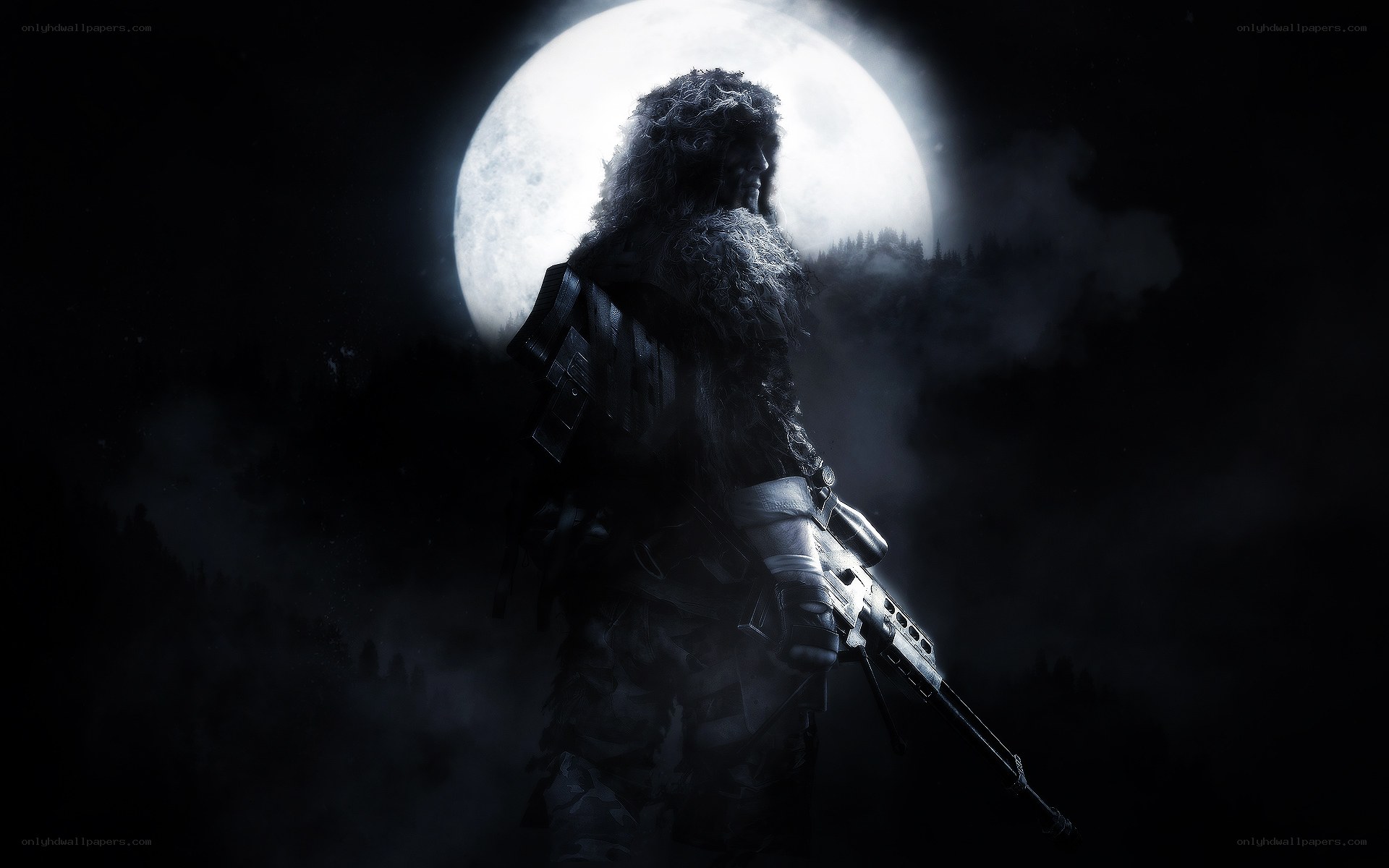 sniper in moonlight