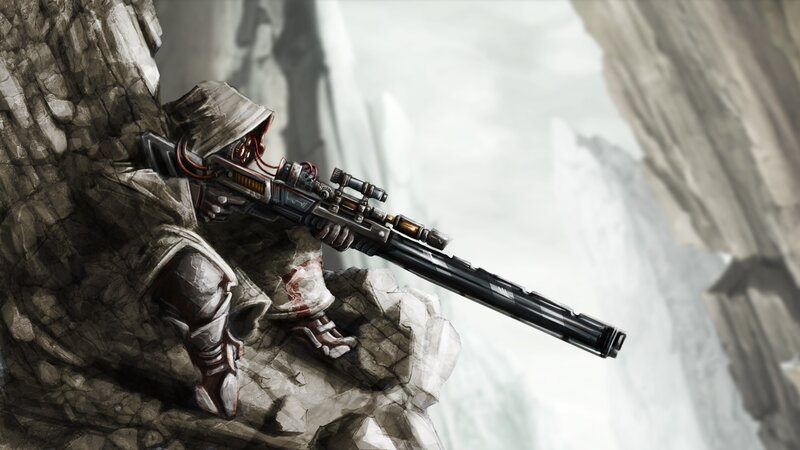 Sniper in Rocky Terrain — Gray