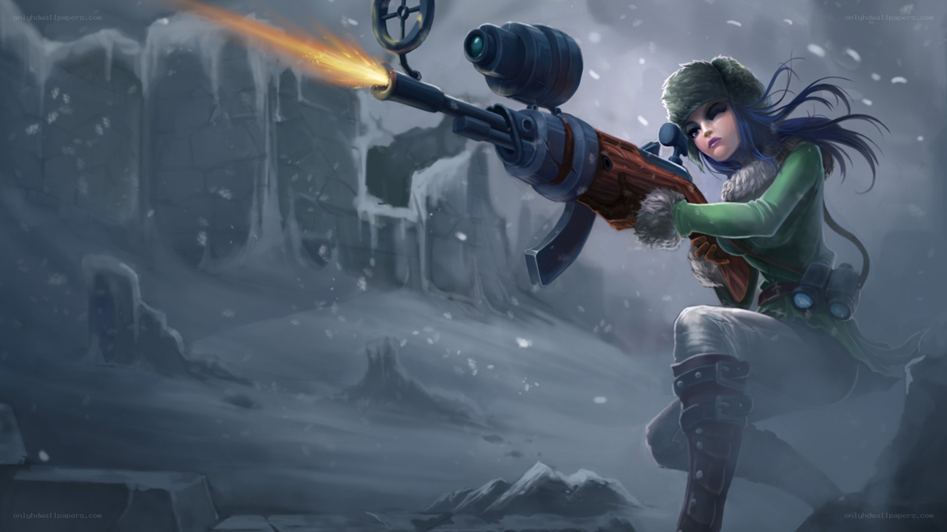 sniper in snowy landscape