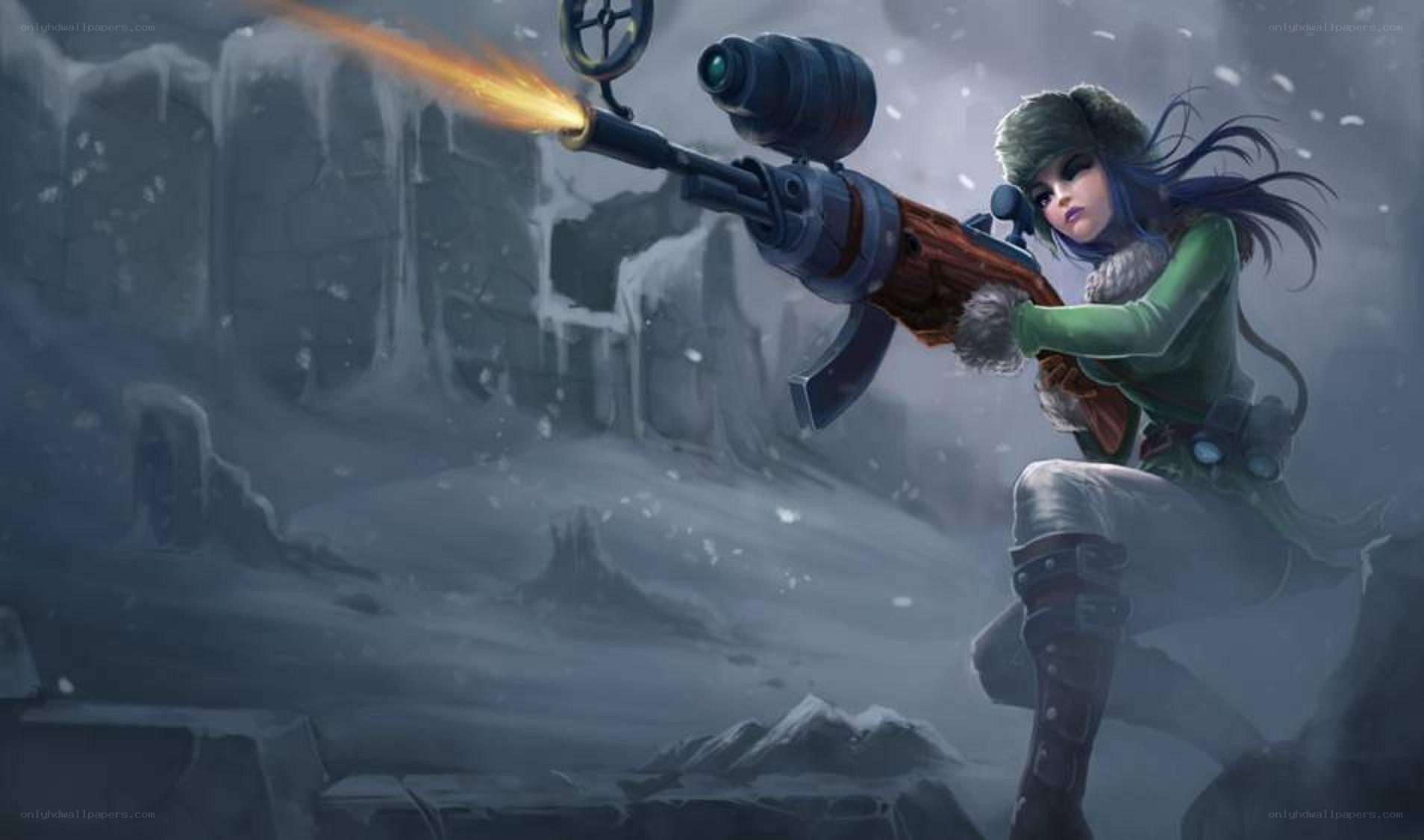 sniper in snowy landscape