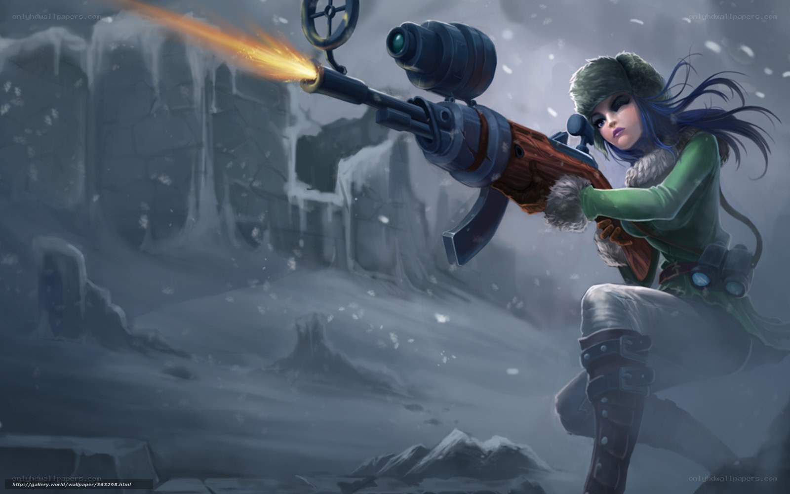 sniper in snowy landscape