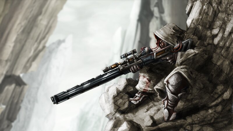 Sniper on Rocky Cliff