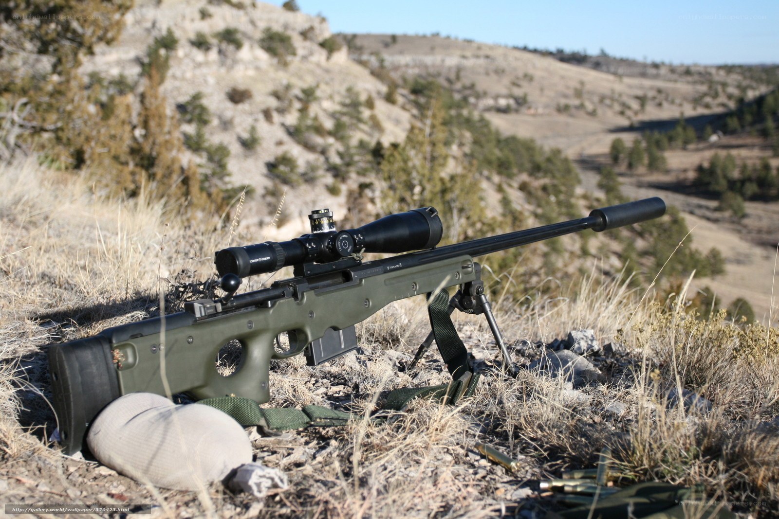 sniper rifle in field
