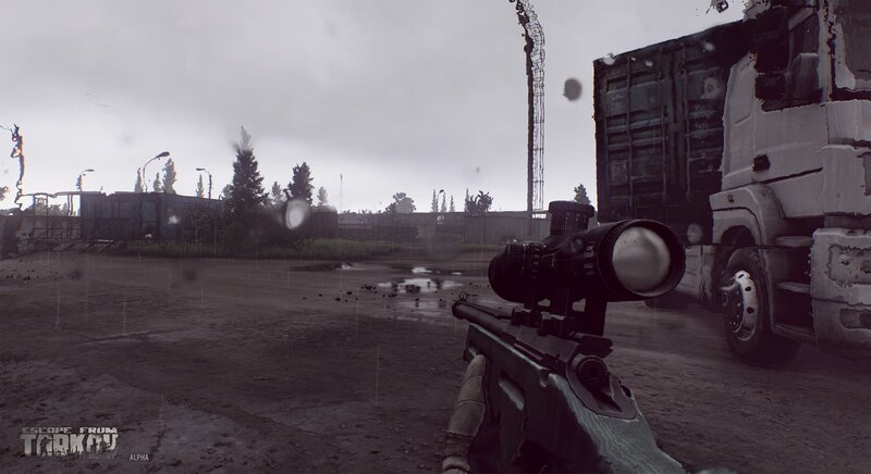 Sniper Rifle in Rain — Gray